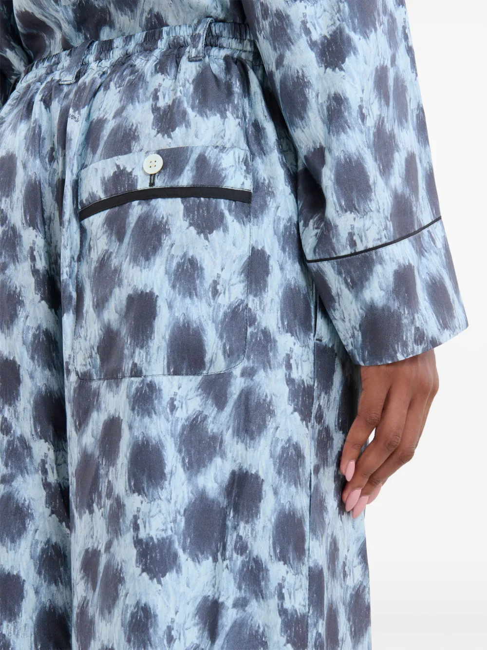 Marni Zijden broek met wijde pijpen Blauw