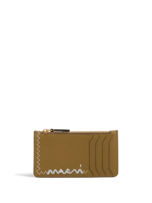 Porte-cartes en cuir à logo brodé - Marni - Modalova