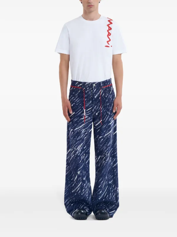Marni アブストラクトパターン ワイドジーンズ | ブルー | FARFETCH JP