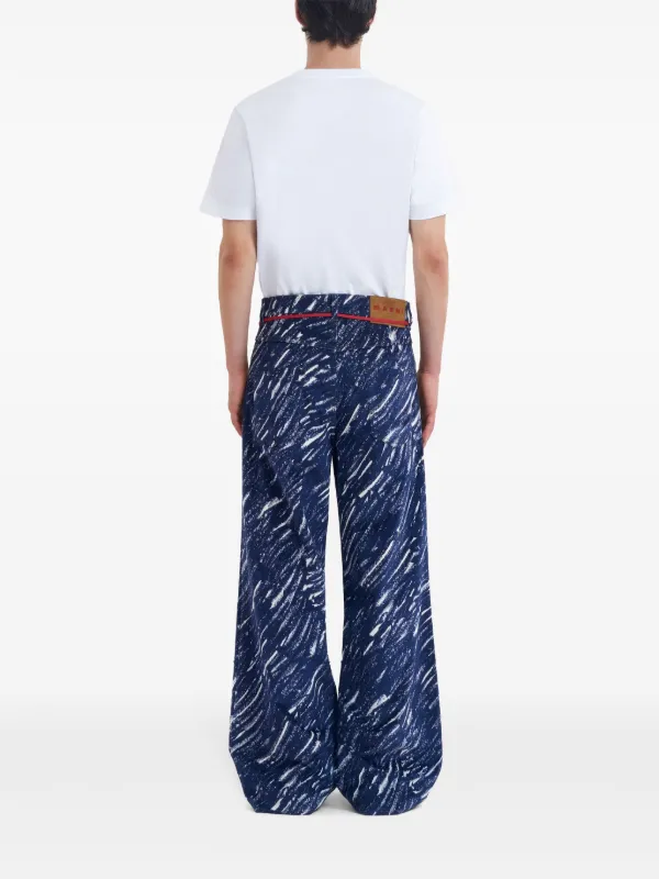 Marni アブストラクトパターン ワイドジーンズ | ブルー | FARFETCH JP