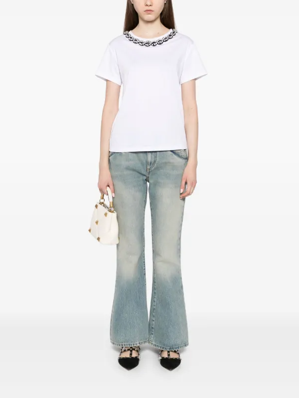 ●新品/正規品● VALENTINO エンブロイダリー ジャージー Tシャツ Valentino Garavani エンブロイダリー Tシャツ | ホワイト | FARFETCH JP