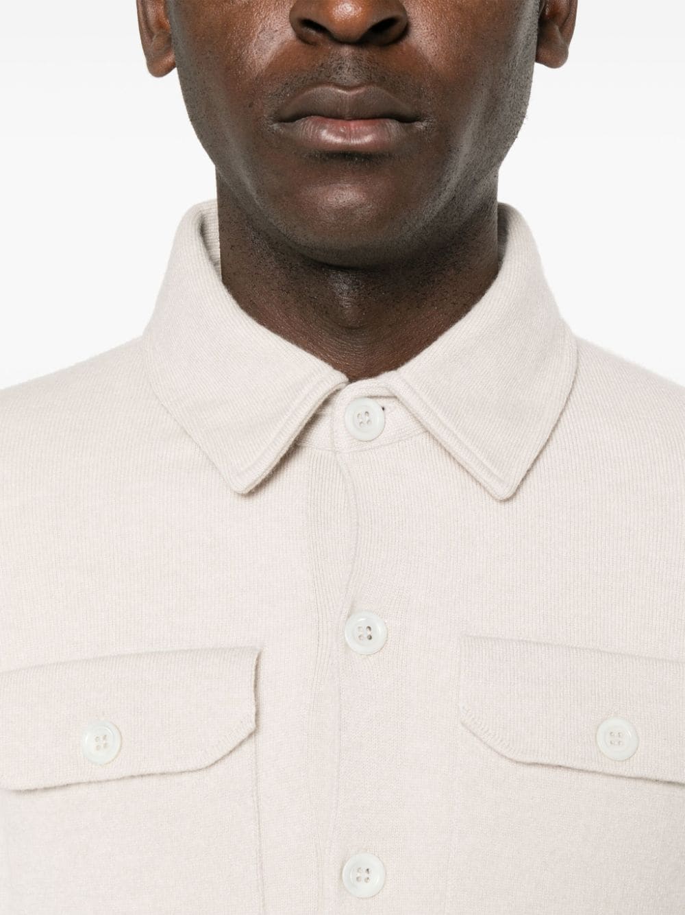 Shop D4.0 Knitted Shirt In Neutrals