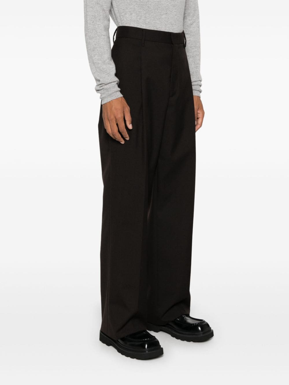 Shop Lardini Pleated Trousers In Brown