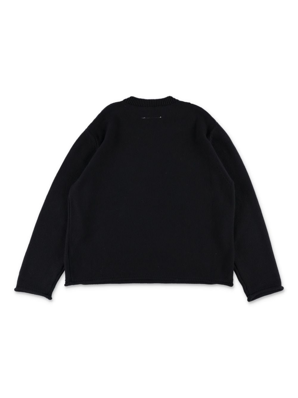 Shop Mm6 Maison Margiela Logo-intarsia Crew-neck Sweater In Black