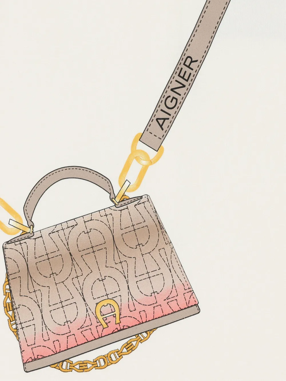 Aigner Kids Jurk met ruchemouwen en tassenprint Wit