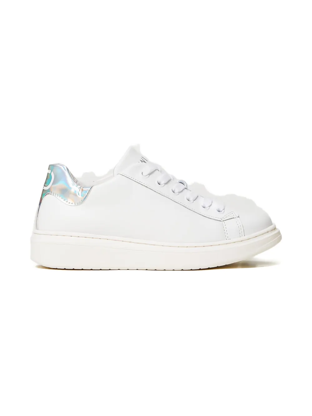 TWINSET Kids Leren sneakers met iriserend detail Wit