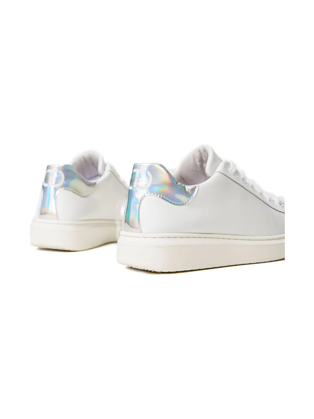 TWINSET Kids Leren sneakers met iriserend detail Wit