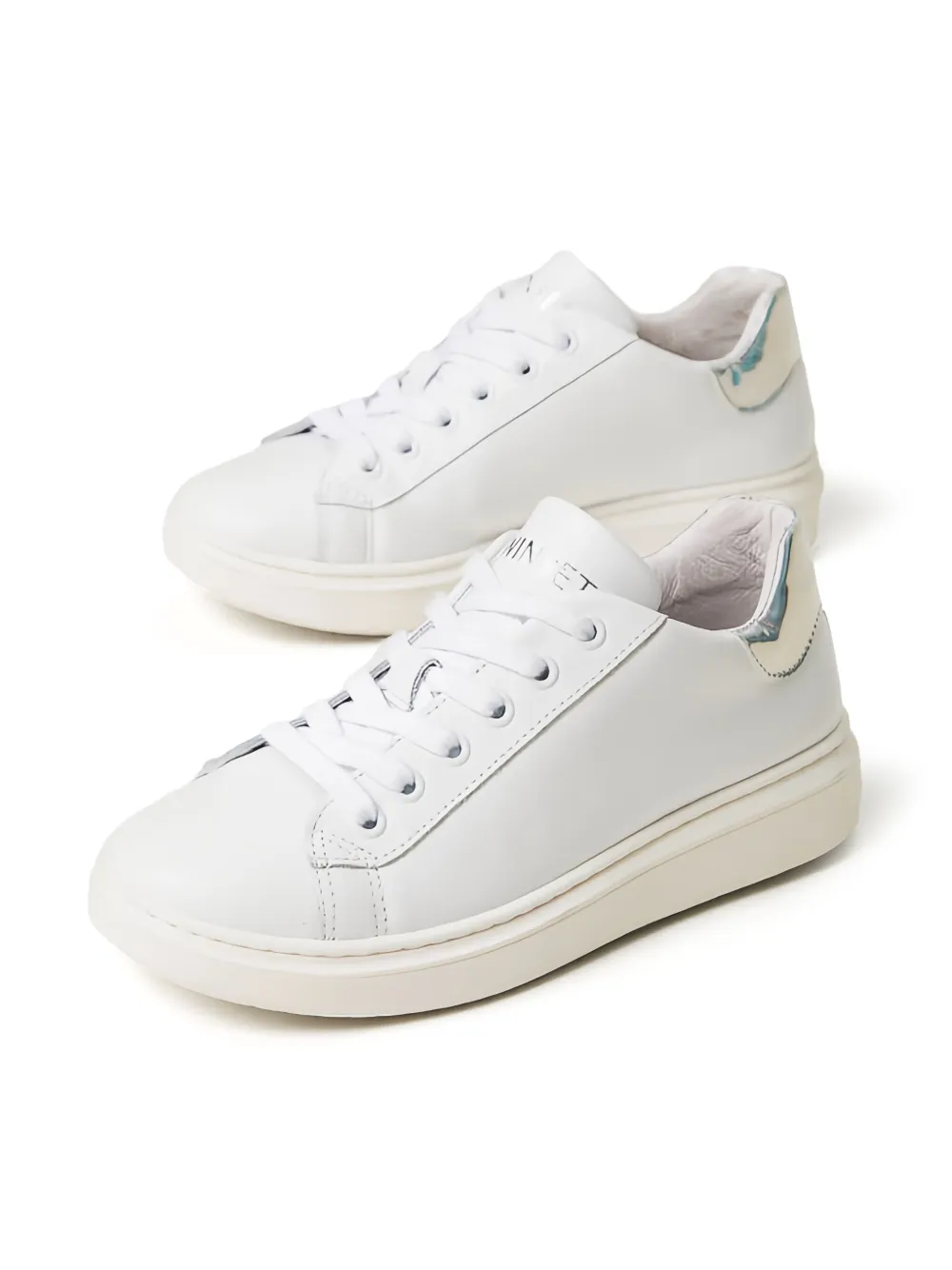 TWINSET Kids Leren sneakers met iriserend detail Wit