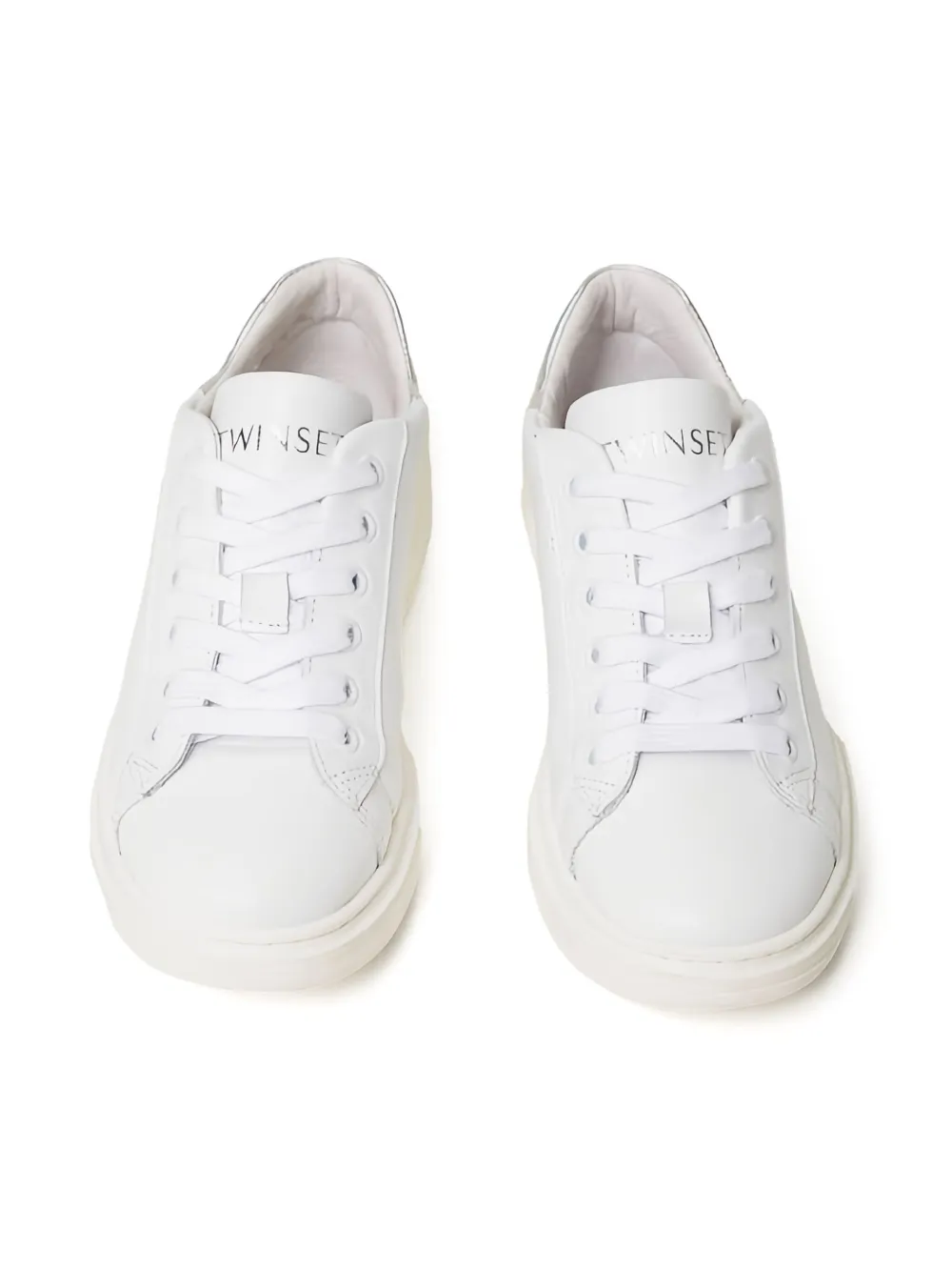 TWINSET Kids Leren sneakers met iriserend detail Wit