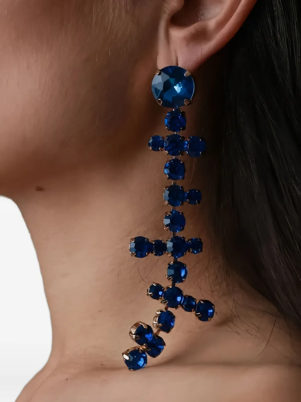 Twinset Crystal-embellished Drop Earrings In Blue