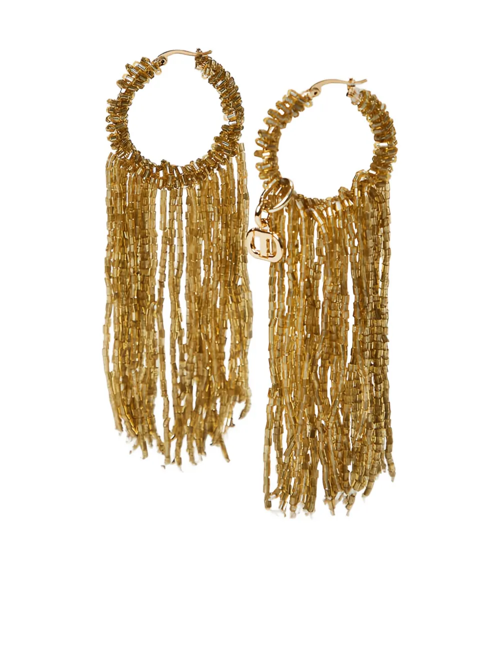 Twinset Beaded Hoop Earrings In Gold