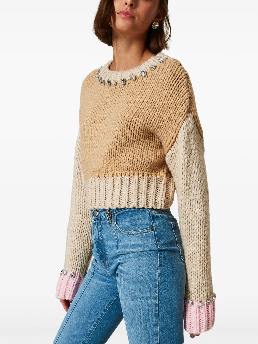 TWINSET Trui met colourblocking Beige