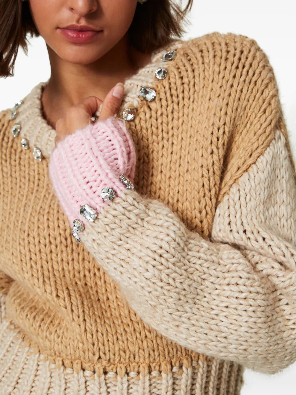 TWINSET Trui met colourblocking Beige