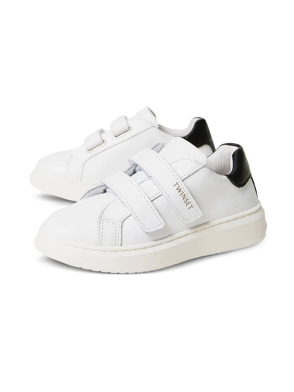 TWINSET Kids Leren sneakers met dubbele bandjes Wit