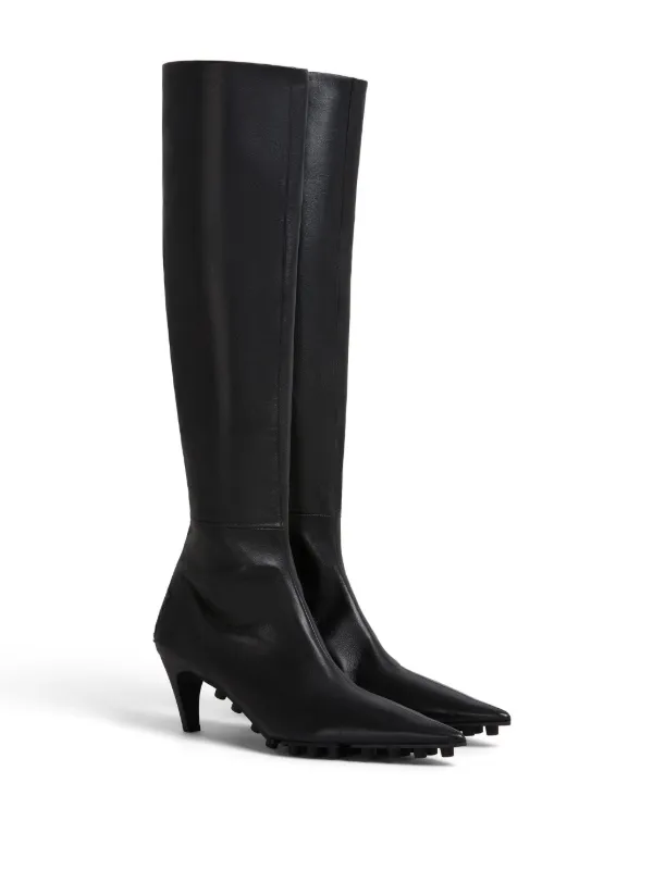 Marni Spike Leather knee-high Boots | Black | FARFETCH