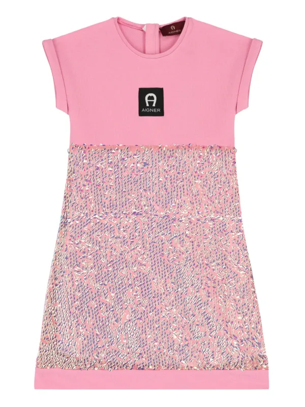 Aigner Kids Vestido Con Apliques De Lentejuelas Rosado FARFETCH CO