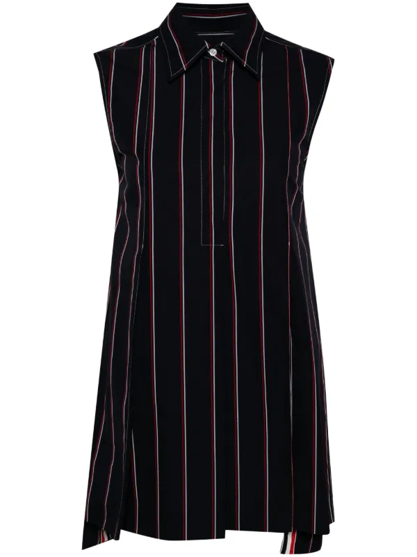 【THOM BROWNE】RWB Stripe Shirt Dress/追跡可能/全国送料無料 Thom Browne RWB-stripe Shirt Dress | Blue | FARFETCH