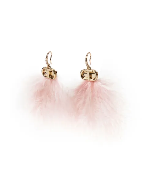 TWINSET boucles d'oreilles Oval T à détails de plumes