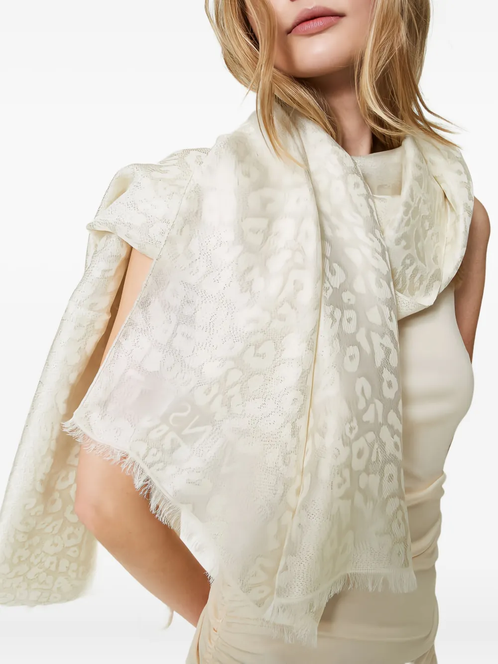 TWINSET leopard-print scarf - Beige