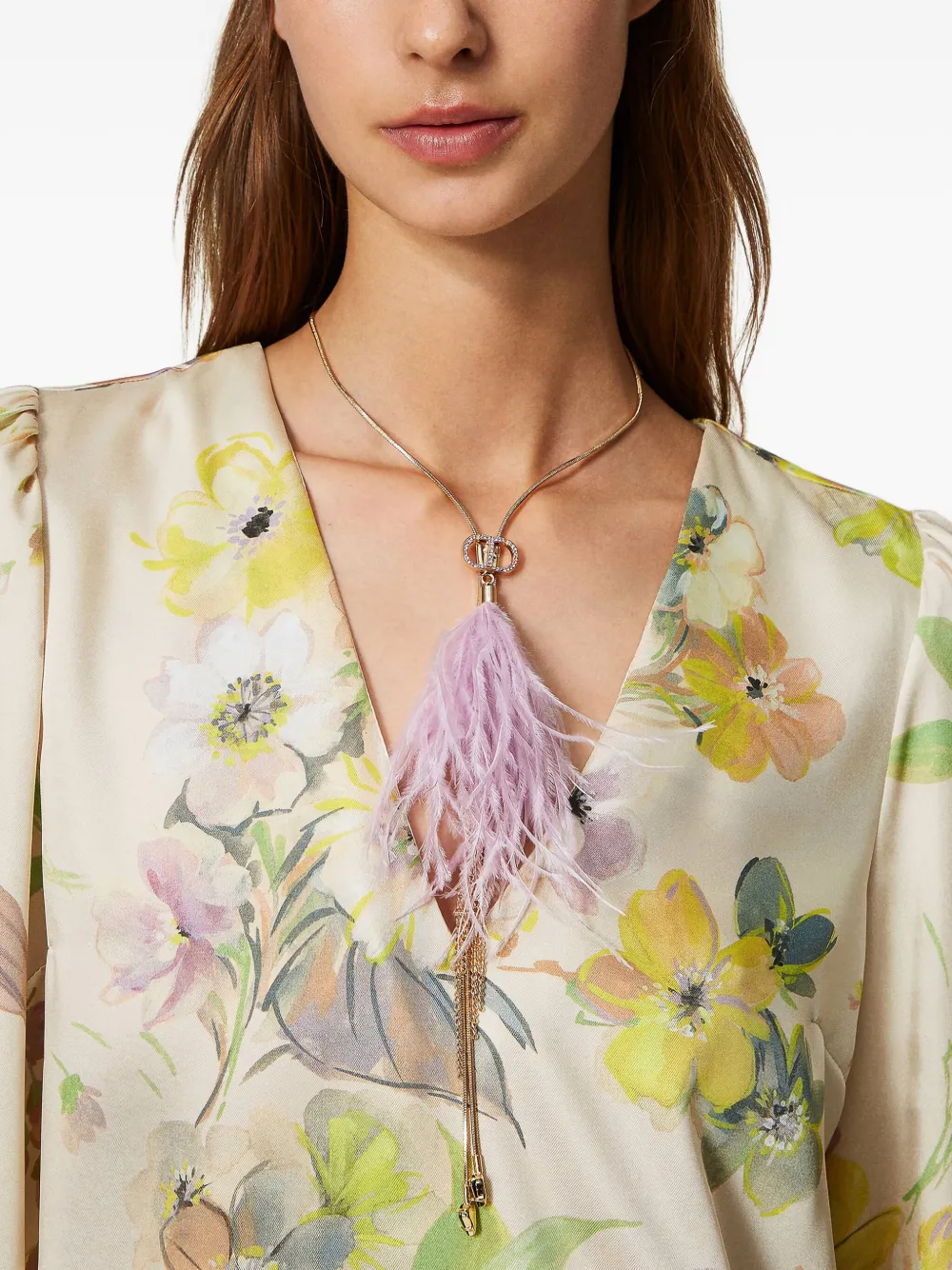 TWINSET feather-tassel necklace - Paars