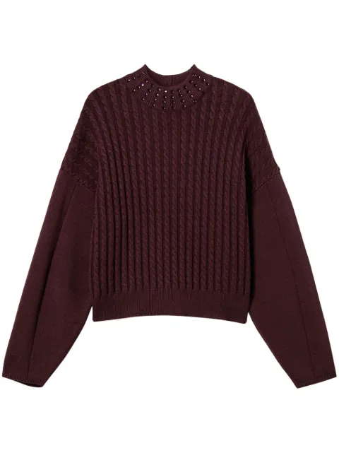 TWINSET rhinestone-embellished cable-knit sweater