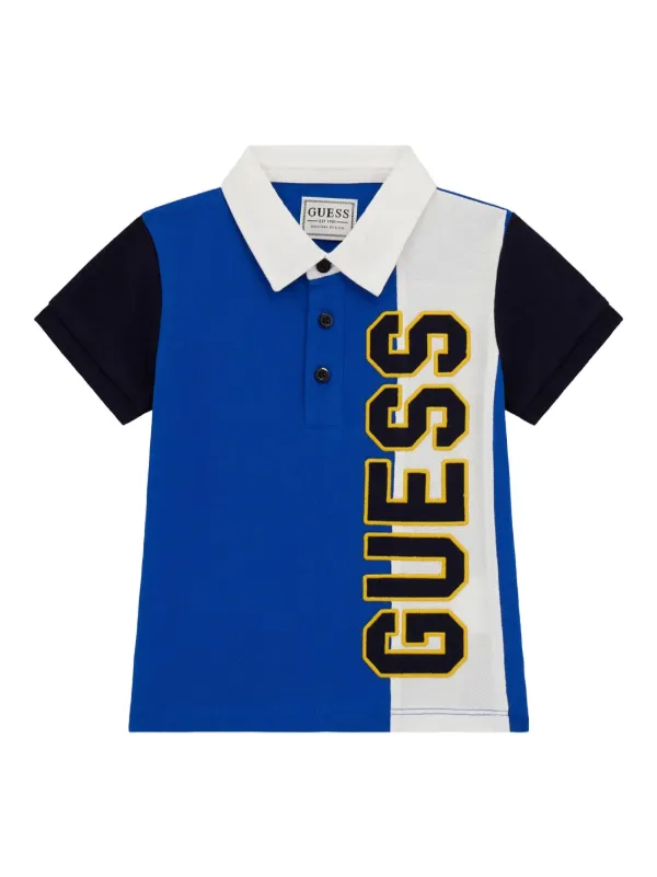 Guess Kids logo patch Polo Shirt Blue FARFETCH CA