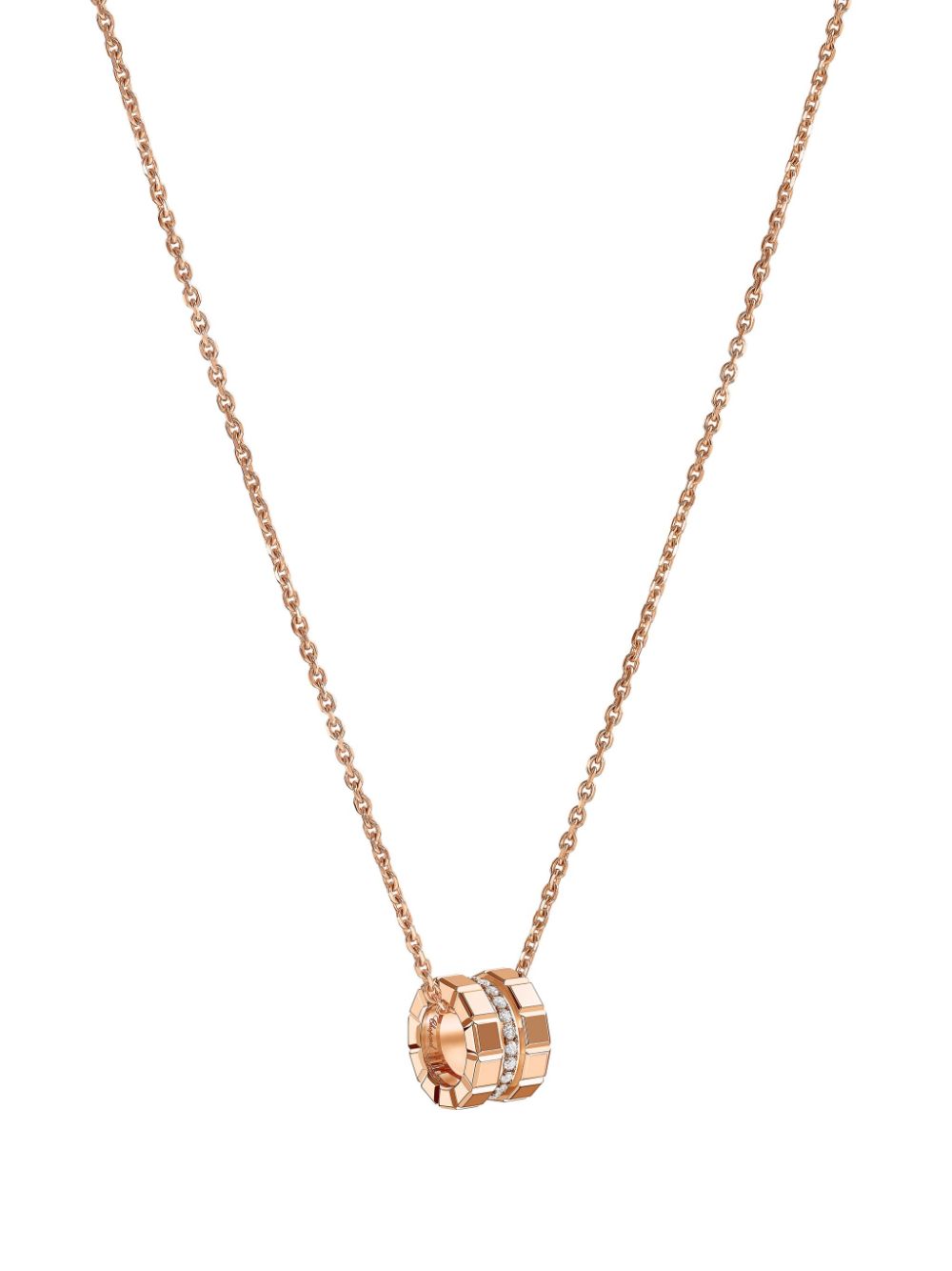 Shop Chopard 18kt Rose Gold Ice Cube Diamond Necklace In Pink