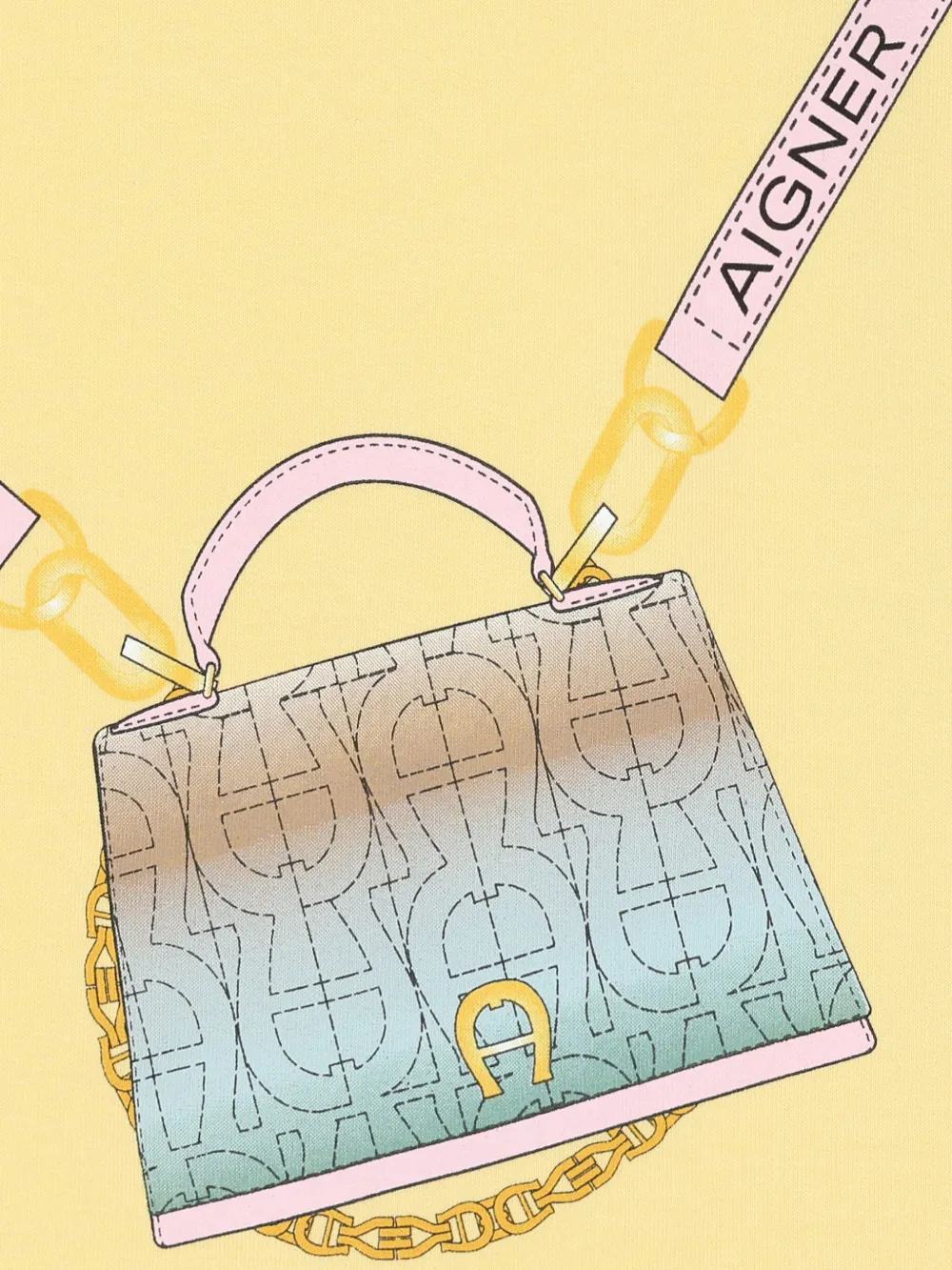 Shop Aigner Bag-print Ruffle-sleeve Dress In Yellow