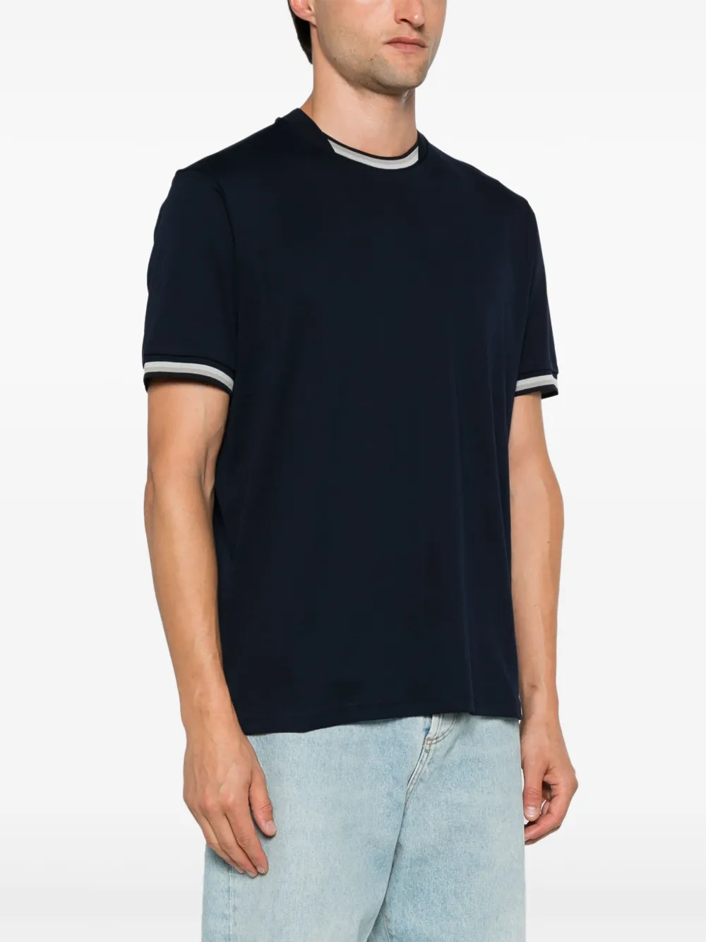 Herno T-shirt met gestreepte afwerking Blauw