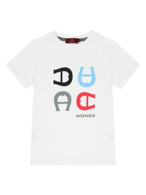 Aigner Kids تيشيرت قطن بطبعة شعار الماركة