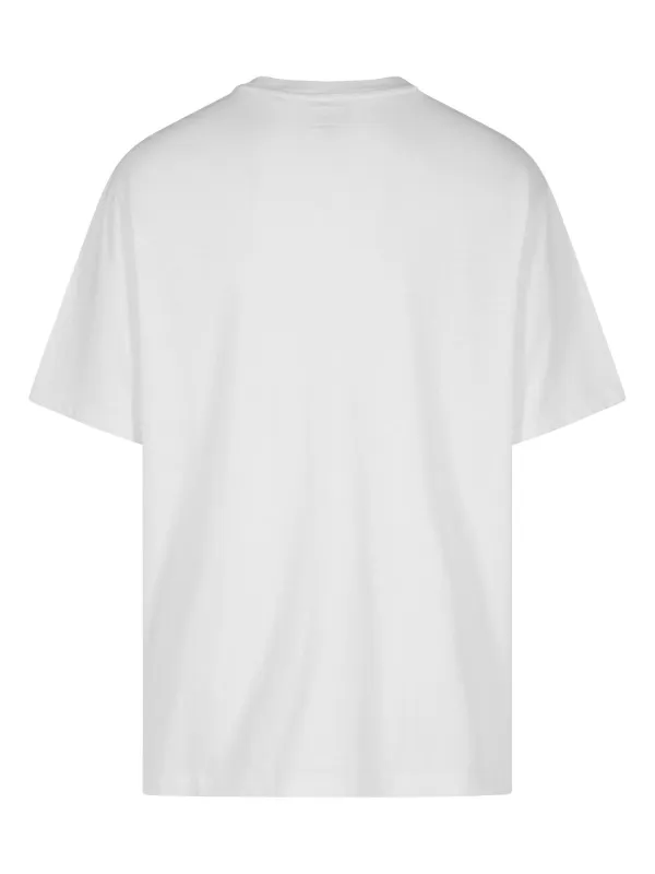 Supreme White Cotton Logo Printed Crew Neck Long Sleeve T