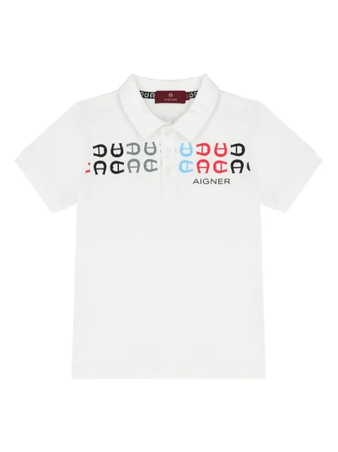 Aigner Kids logo-print cotton polo shirt 