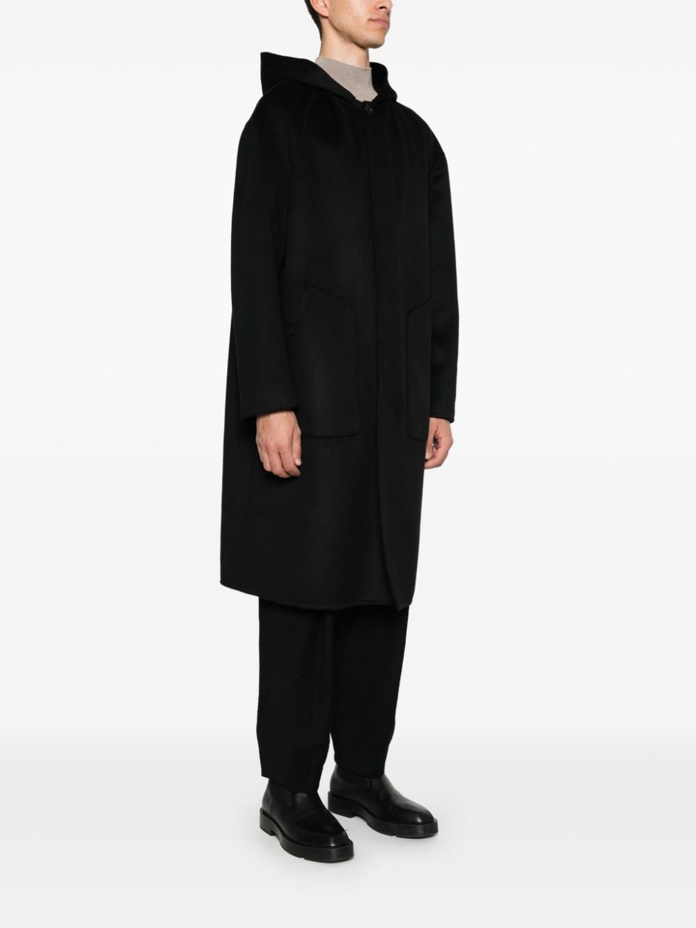 Shop Giorgio Armani Double-faced Cashmere Coat In Black