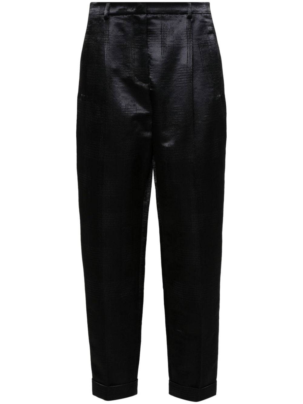 Shop Giorgio Armani Houndstooth-pattern Trousers In Black