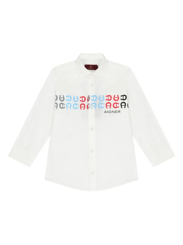 Aigner Kids logo-print cotton shirt