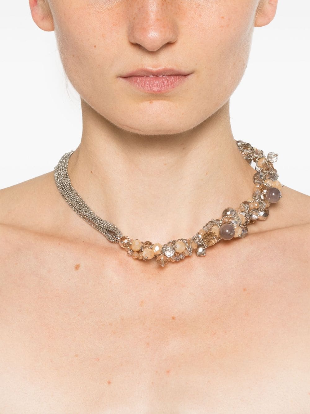 Shop Peserico Gemstones Necklace In Silver