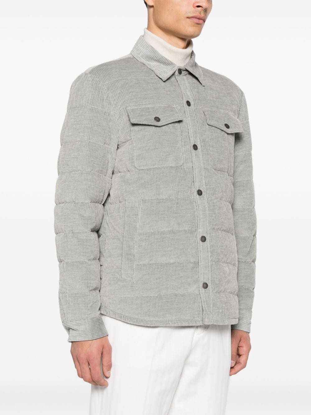 Shop Peserico Corduroy Jacket In Grey