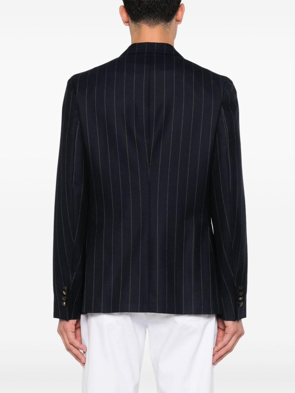 Shop Peserico Pinstripe Wool Blazer In Blue