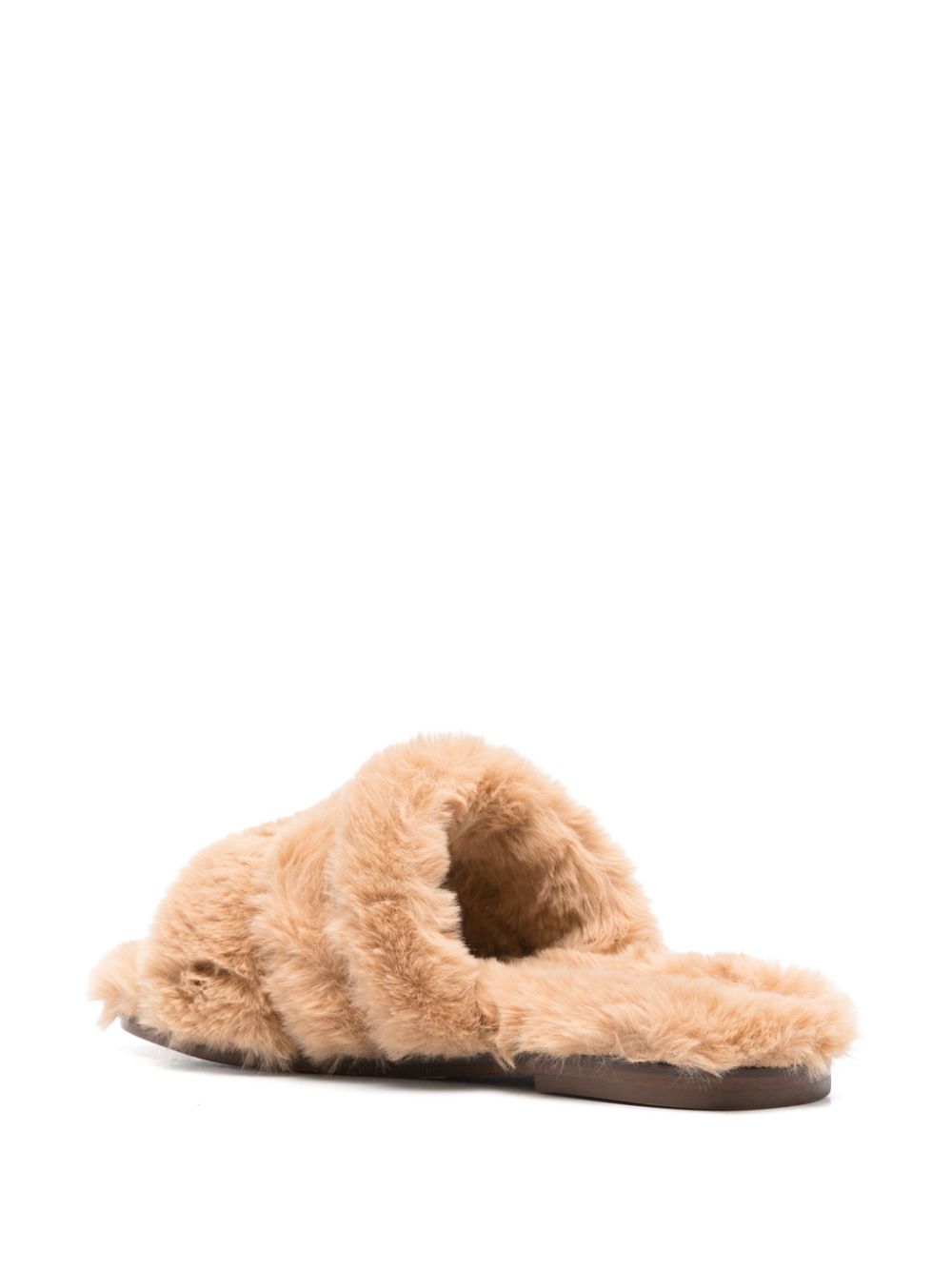 Peserico Slippers van imitatiebont Bruin