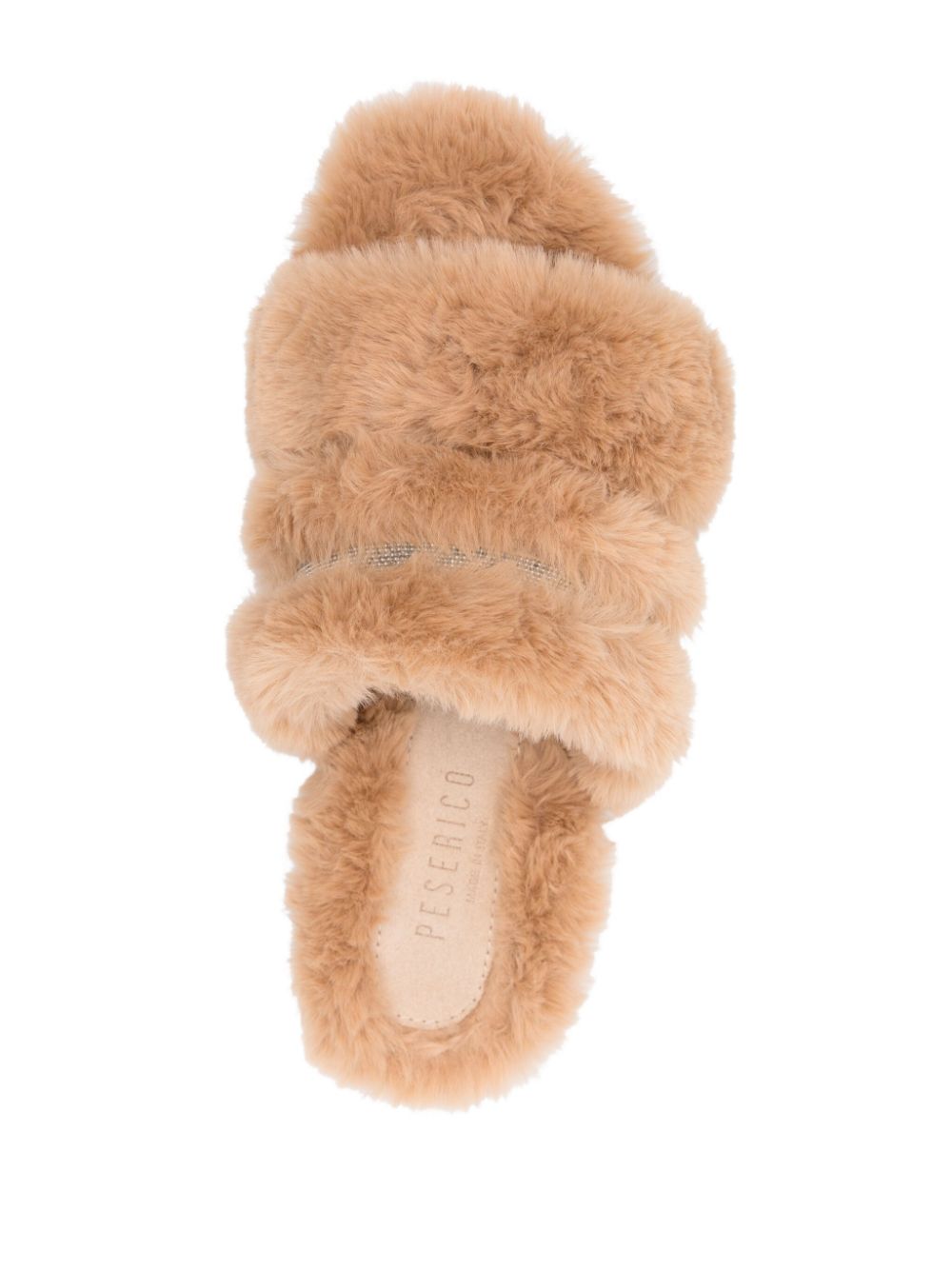 Peserico Slippers van imitatiebont Bruin