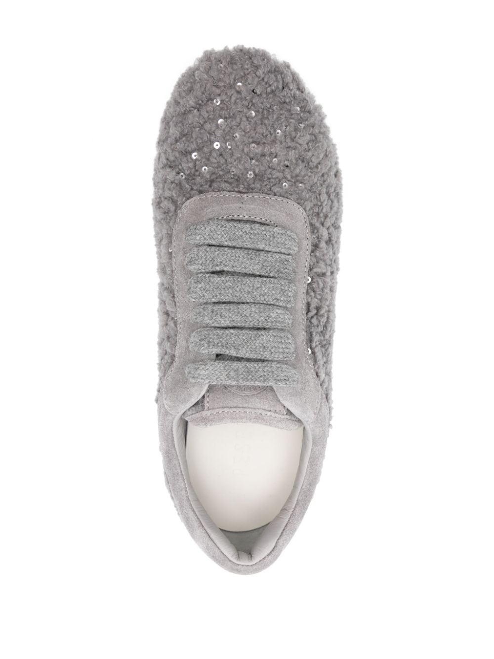 Shop Peserico Faux-shearling Sneakers In Grey