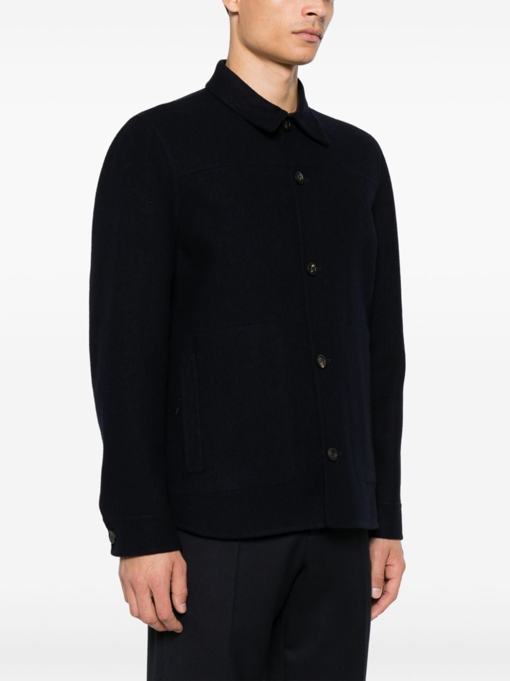 Shop Peserico Wool Shirt In Blue