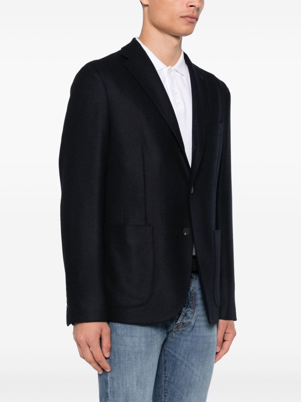 Shop Peserico Twill Blazer In Blue