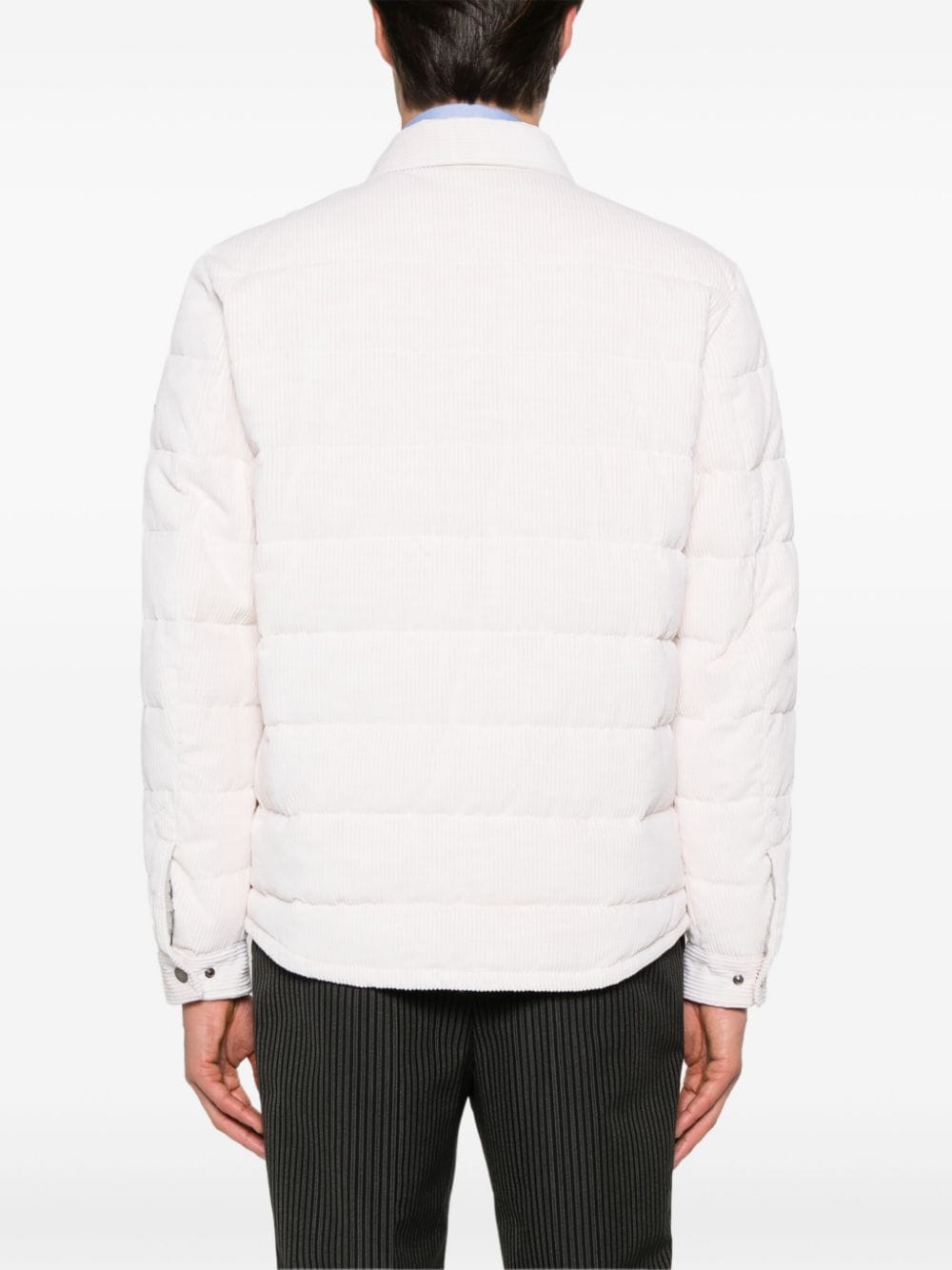 Shop Peserico Corduroy Down Jacket In White