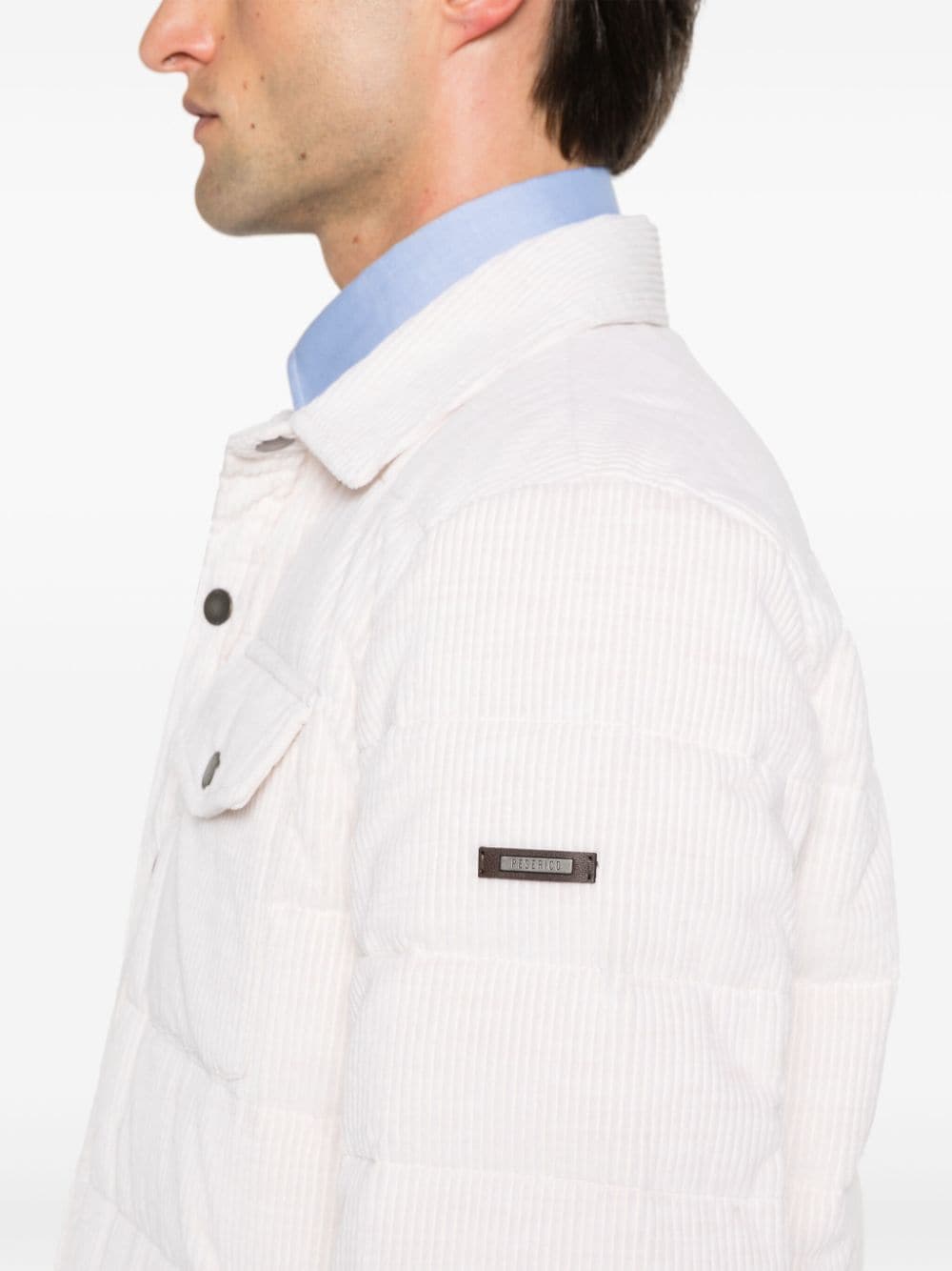 Shop Peserico Corduroy Down Jacket In White