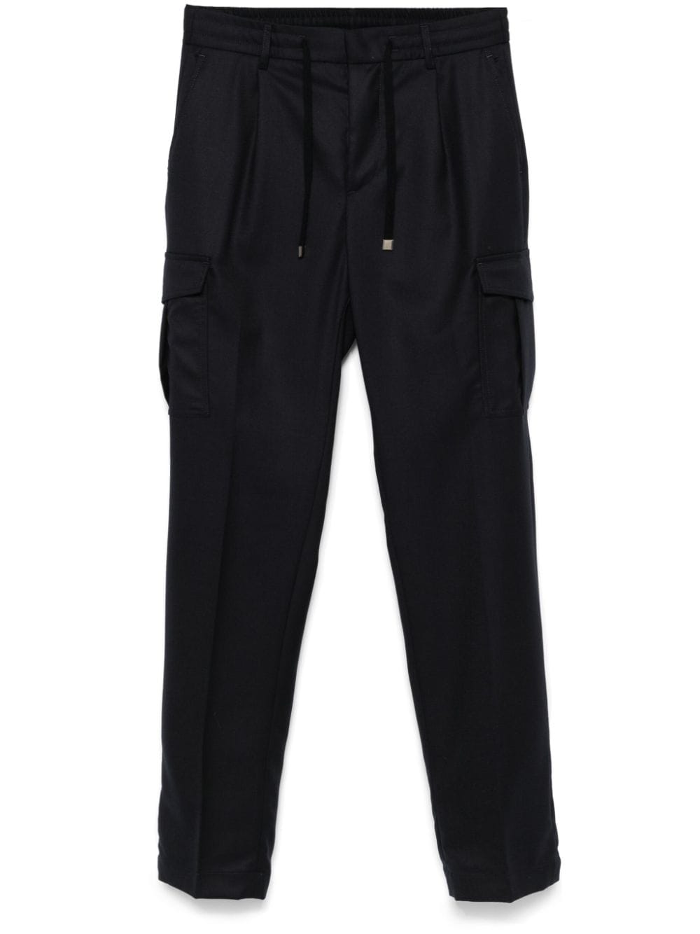 Peserico Virgin Wool Cargo Pants In Blue