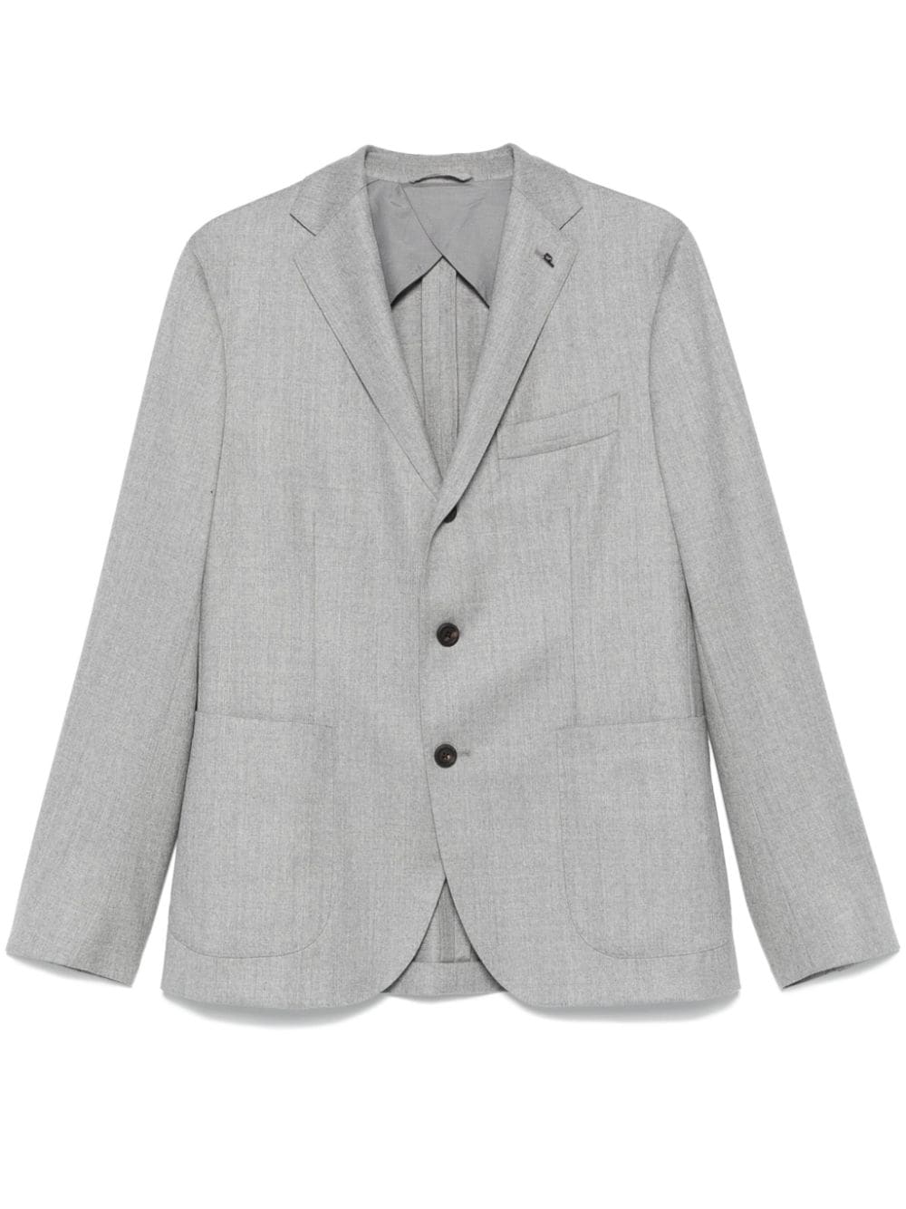 Peserico Single-breasted Mélange-effect Blazer In Grey