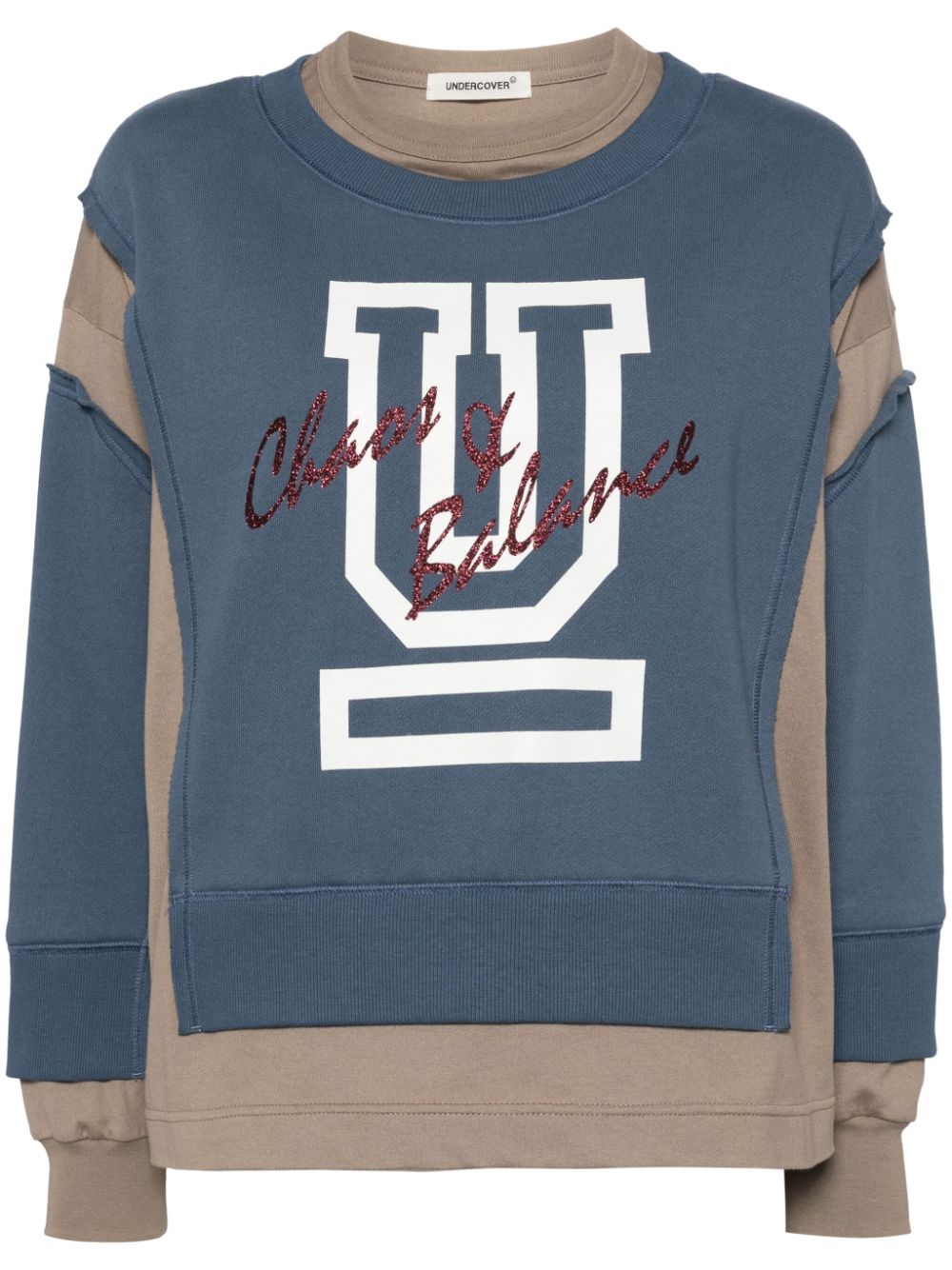 Undercover Katoenen sweater met contrasterend vlak Blauw