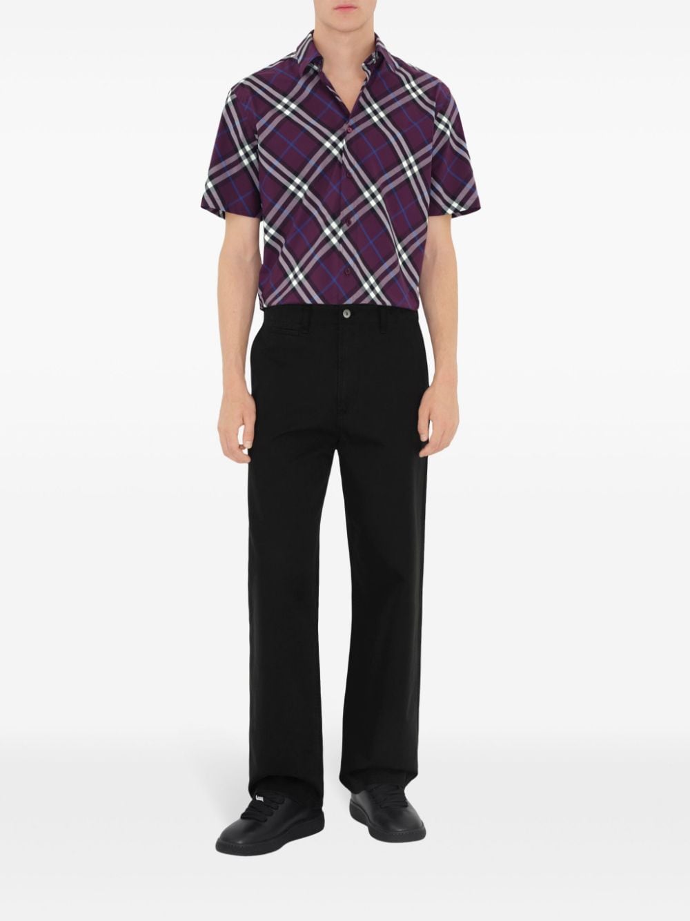 Shop Burberry Check Cotton Shirt In Violett