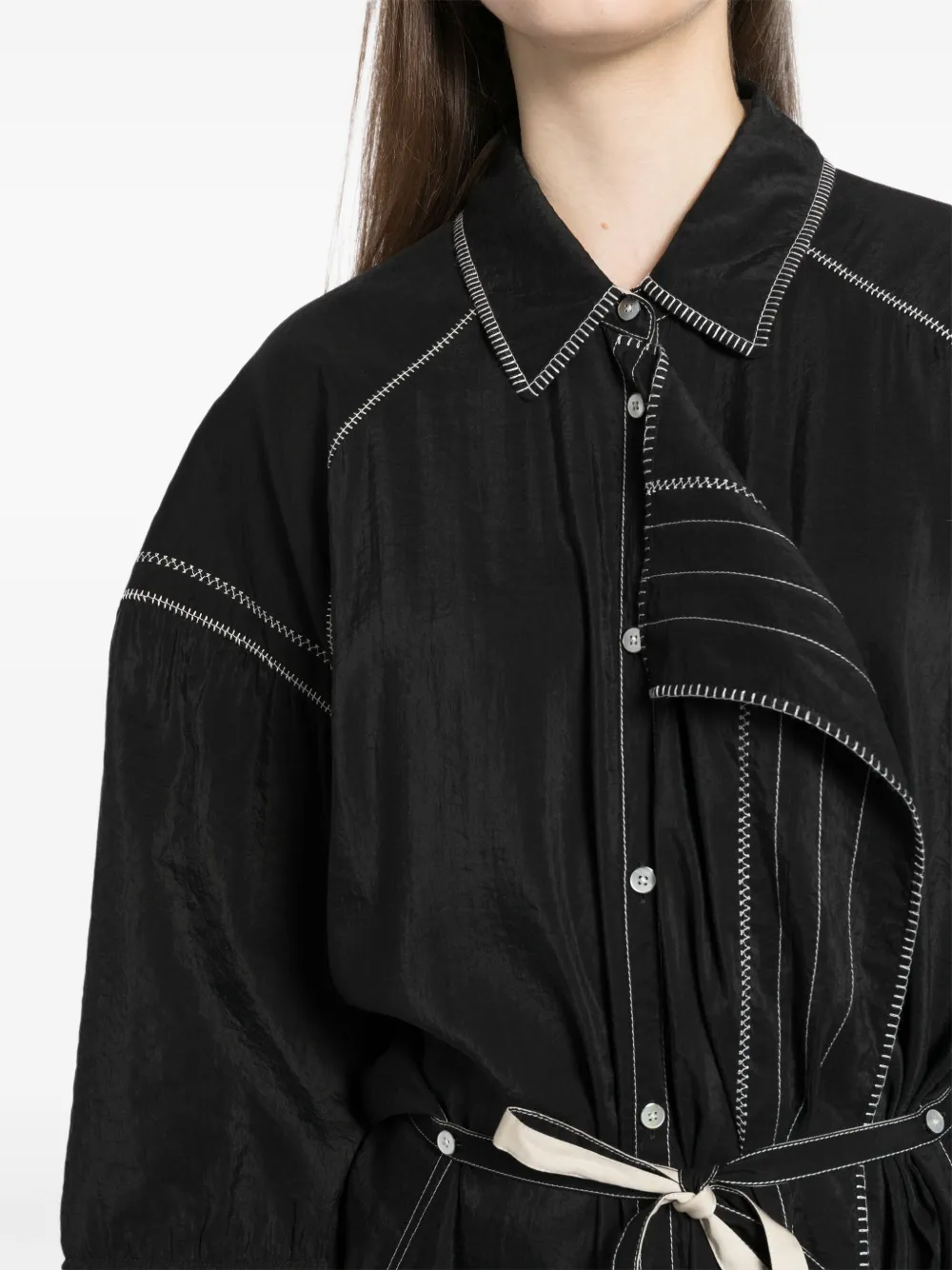 LEMAIRE Blousejurk met decoratief stiksel Zwart